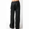 Women's Faux leather wide leg pants - OLIVACEOUS - 3 of 4