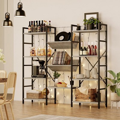 Triple Wide 4 Tier Bookshelf Industrial Large Bookcase Display Rack