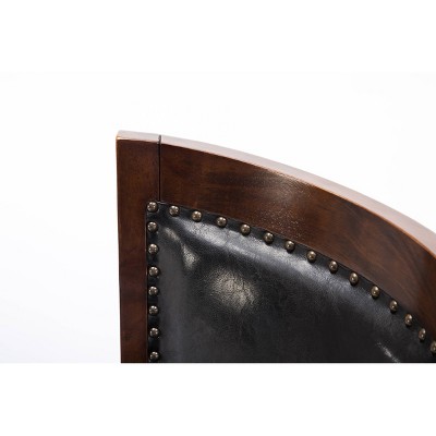 Bristol 24" Cappuccino Leather Swivel Counter Stool with Brass Accents