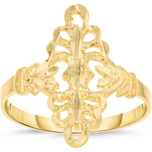 10k Yellow Gold 18.8mm Oval Floral Openwork Filigree Ring - 1 of 4