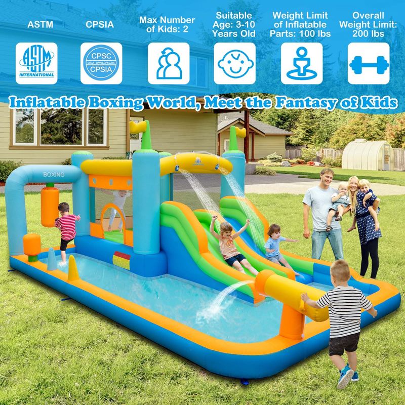 Costway Inflatable Water Slide Giant Kids Bounce House Park Splash Pool with 750W Blower, 3 of 11