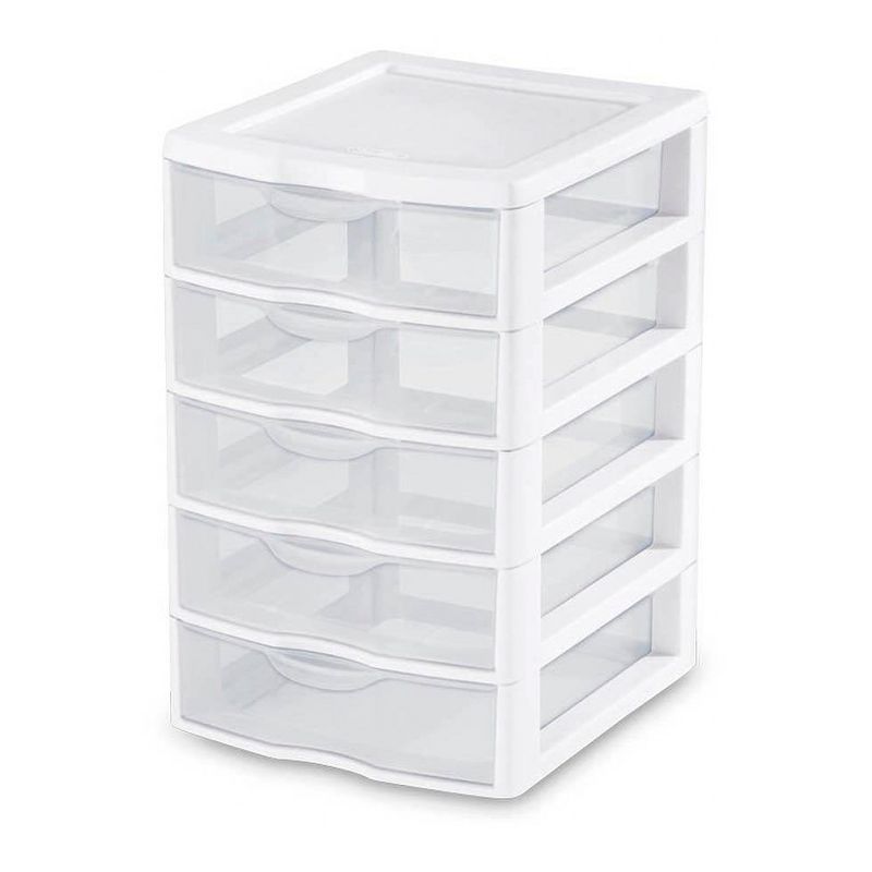 Sterilite Clearview Small Clear Plastic Stackable 5 Drawer Storage System for Desktop and Drawer Household Organization for Stationary or Pens, 1 of 6