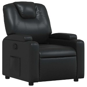 vidaXL Black Faux Leather Recliner - Manual Reclining Function, Dual Cup Holders, 135-Degree Tilt, Padded Armchair for Living Room - 1 of 4