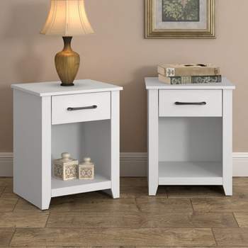 Galano Gretta 1-Drawer Nightstand (23 in. H x 18.7 in. W x 15.7 in. D) in White, Black (Set of 2)