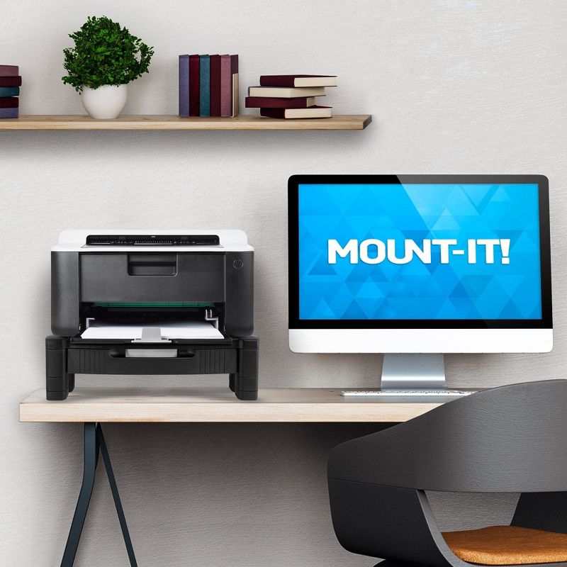 Mount-It! Monitor Riser with Drawer | Height Adjustable Monitor Stand with Sliding Three-Row Storage | Riser for Computer Screen, Printer, or Laptop, 3 of 9
