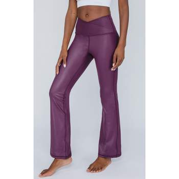 90 Degree By Reflex Interlink High Shine Cire Elastic Free V-back Flared  Leg Yoga Pants - Potent Purple - X Small : Target
