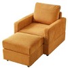 CAVINAS Modern Corduroy Lounge Sofa Chair, Upholstered Accent Chair with Ottoman, Wide Armrests and Pillow, Adjustable Backrest - 2 of 4