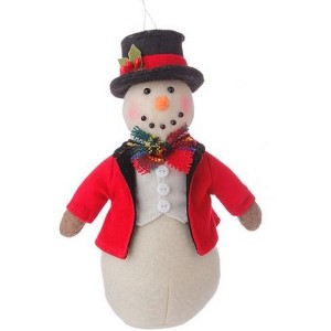 Raz Imports 7" Holiday Snowman in Red Coat and Top Hat Christmas Ornament - 1 of 1