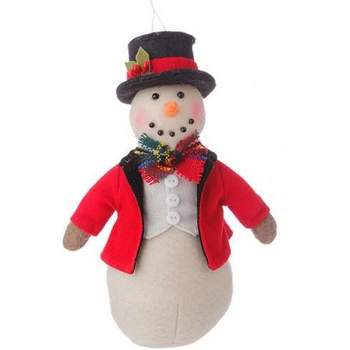 Raz Imports 7" Holiday Snowman in Red Coat and Top Hat Christmas Ornament
