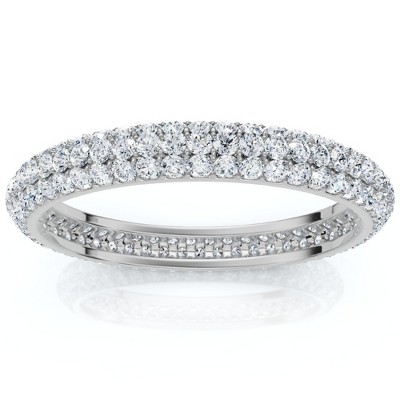 Pompeii3 1.10ct Pave Diamond Eternity Wedding Ring 14K White Gold Lab Created