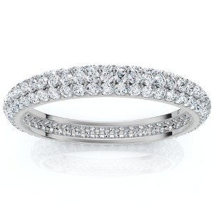 Pompeii3 1.10ct Pave Diamond Eternity Wedding Ring 14K White Gold Lab Created - 1 of 4
