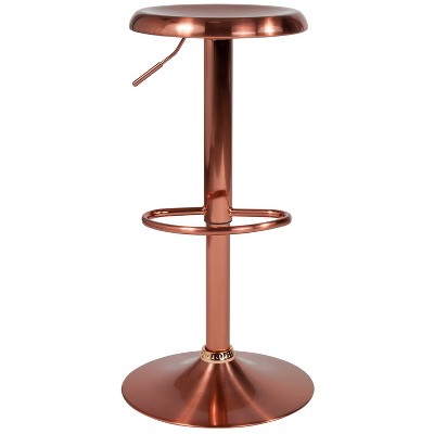 Sleek Rose Gold Adjustable Swivel Metal Barstool