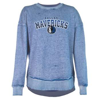 NBA Dallas Mavericks Women's Ombre Arch Print Burnout Crew Neck Fleece Sweatshirt