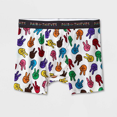 Pair of Thieves Adult Pride Super Fit Rainbow Peace Signs Boxer Briefs