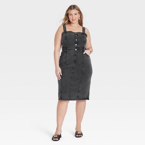 Women's Denim Midi A-Line Dress - Ava & Viv™ - image 1 of 3