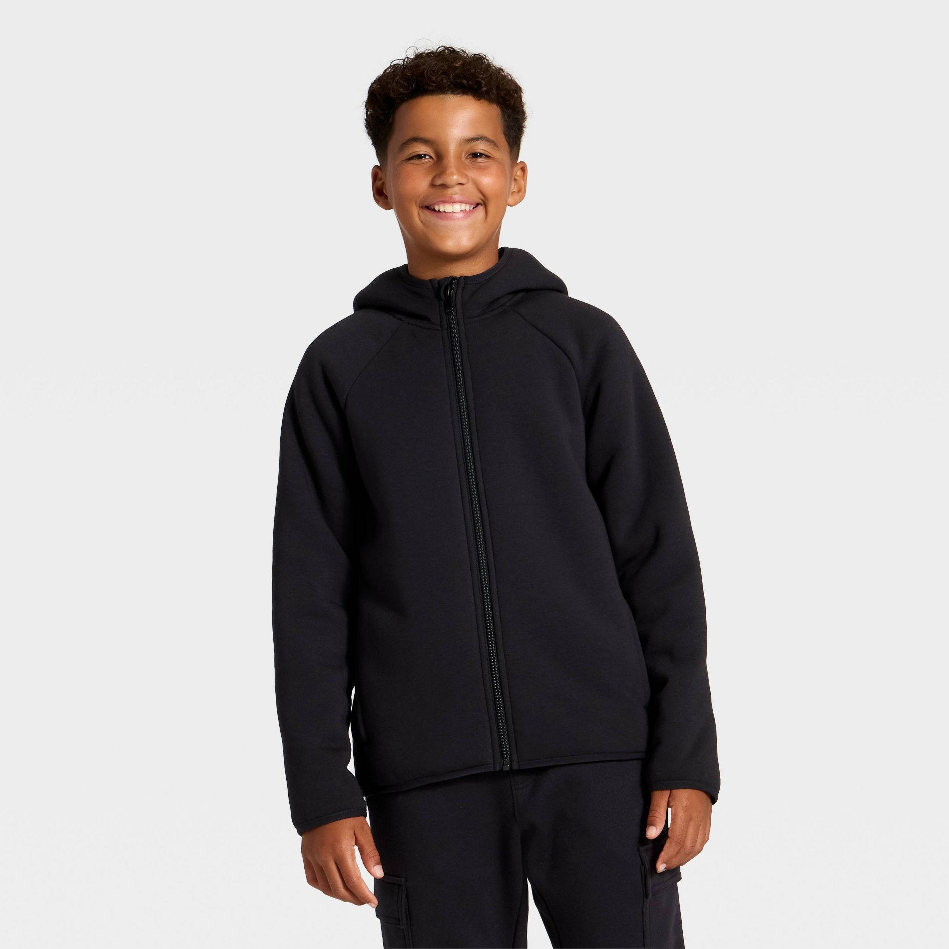 Boys' High Pile Fleece Lined Hoodie Sweatshirt - All In Motion™ Black