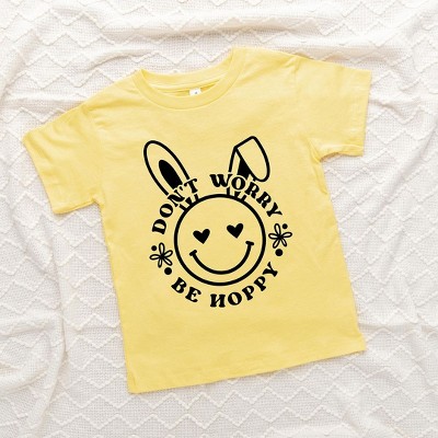 The Juniper Shop Don't Worry Be Hoppy Smiley Bunny Toddler Short Sleeve Tee
