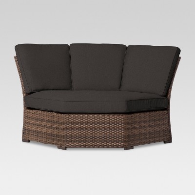 Halsted Wicker Patio Half Round Corner Sectional Seat Charcoal