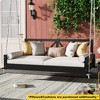 Twin Size Acacia Wood Patio Swing Bed with 16.4ft Hemp Ropes, Modern Hanging Porch Swing Frame for Garden, Backyard - ModernLuxe - 2 of 4