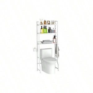 Over Toilet Storage 3 Tier Bathroom Organizer White Wooden Space Saver Above Toilet Restroom Laundry Rack Freestanding - 1 of 4