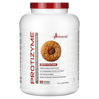 Metabolic Nutrition, Protizyme, 100% Whey Protein Powder, High Protein, Low Carb, Low Fat Whey Protein, Digestive Enzymes, 24 Essential Vitamins and
