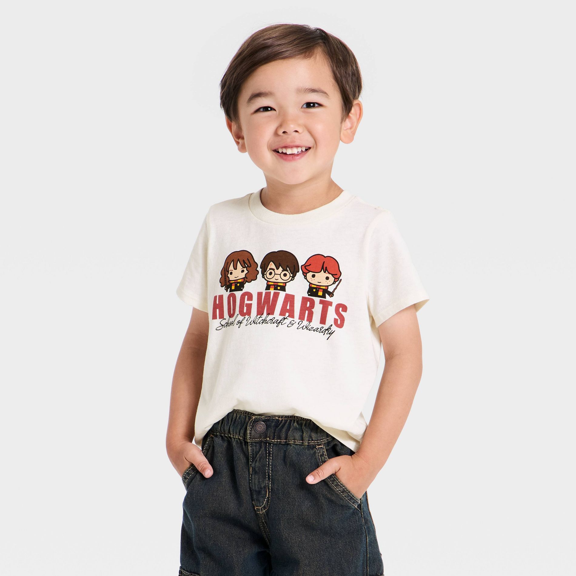 Toddler Boys' Harry Potter Hogwarts Short Sleeve T-Shirt - Off-White