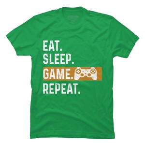 Men's Design By Humans Eat Sleep Game Repeat By MeowShop T-Shirt - 1 of 2