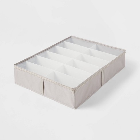 An athletic shoe box with dividers is a fabulous way to store your