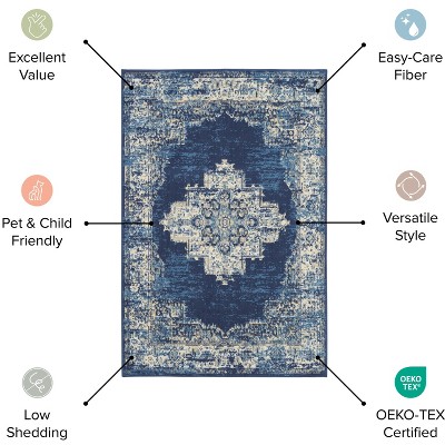 Cream and Red Tufted Synthetic Medallion Rug 3' x 5'