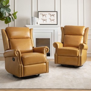 Lauren Genuine Leather Manual Swivel Glider Recliner Set of 2|HULALA HOME - 1 of 4
