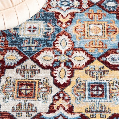 Coastal Charm Blue Synthetic 5'x7' Easy-Care Area Rug