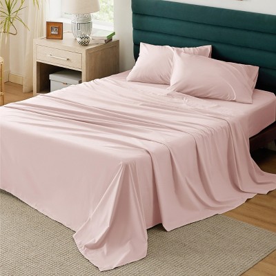 100% Cotton Percale Sheets,Sheet Set with Deep Pocket Up to 16 Inches, Breathable & Crirsp Soft, Bedsheet & Pillowcase Sets, 4 Pieces