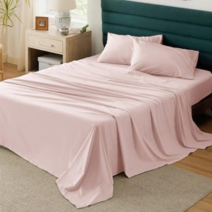 100% Cotton Percale Sheets,Sheet Set with Deep Pocket Up to 16 Inches, Breathable & Crirsp Soft, Bedsheet & Pillowcase Sets, 4 Pieces - 1 of 4