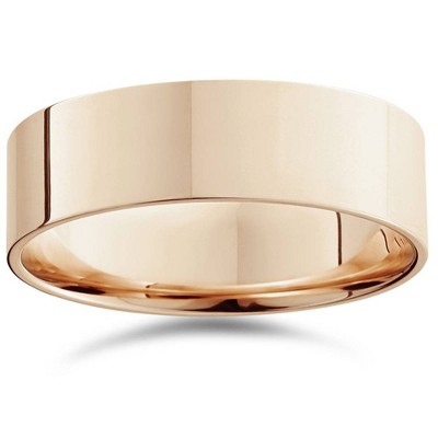Pompeii3 7mm Flat High Polished Wedding Band 14K Rose Gold