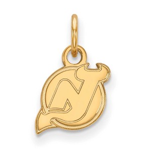 Black Bow Jewelry 14k Yellow Gold Plated Sterling Silver New Jersey Devils NHL Extra Small Pendant - 1 of 3