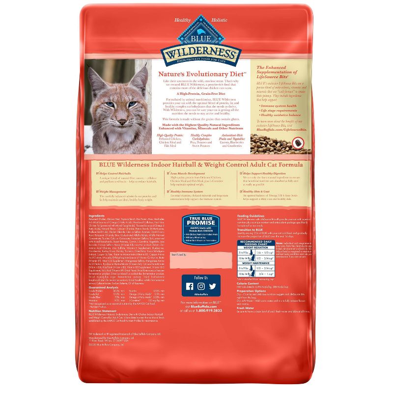 Blue Buffalo Wilderness Grain Free Indoor Hairball & Weight Control with Chicken Adult Premium Dry Cat Food, 4 of 7
