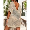 Plus Size Crochet Bikini Cover Ups Lightweight Swimsuits Cover Ups Deep V Neck Hollow Out Beach Cover Ups Swimwear Beachwear - 2 of 4