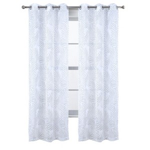 RT Designers Collection Faye Grommet Metallic Sheer Printed Doily Curtain Panel Sage - 1 of 4
