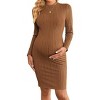 Ekouaer Maternity Dress Mock Turtleneck Pregnancy Dress Rib Knit Stretchy Bodycon Baby Shower Dress - 3 of 4