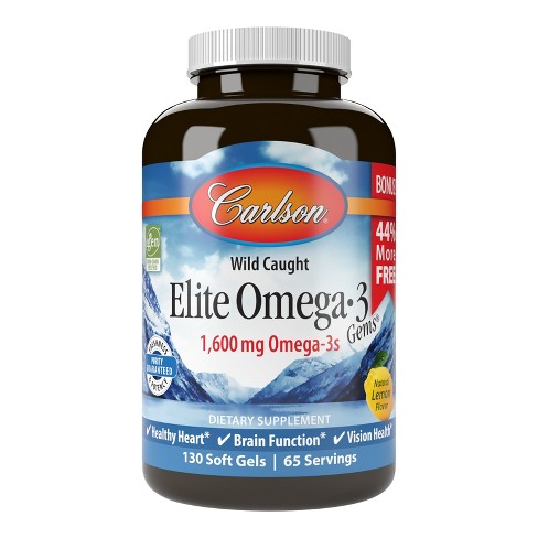 Carlson - Elite Omega-3 Gems, 1600 Mg Omega-3s, Norwegian, Wild Caught ...