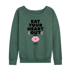 Women's - Grease - Eat Your Heart Out Lightweight French Terry Wide Neck Long Sleeve Shirt - 1 of 4