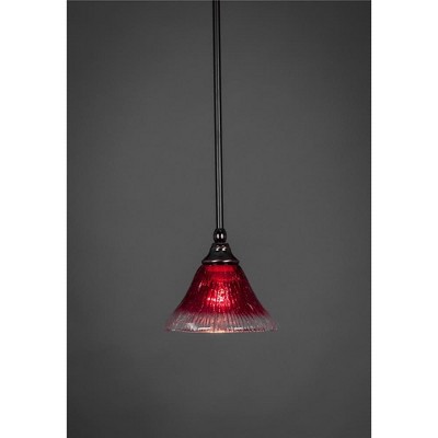 Toltec Lighting Any 1 - Light Pendant in  Black Copper with 7" Raspberry Crystal Shade