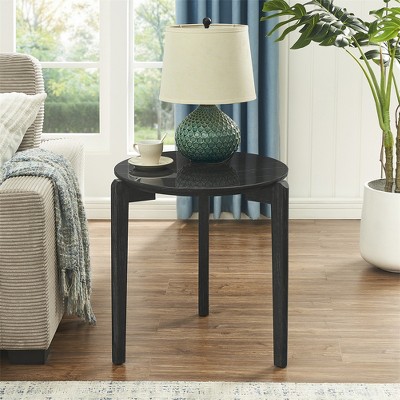 24 Inch Round Coffee Table, Modern And Stylish Small Coffee Table, Imitation Marble Tabletop With Wood Legs