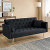 QingMoon 71" Convertible Loveseat Sofa, Velvet Couch Bed, Folding Recliner with Golden Metal Legs and Pillows for Living Room, Office - 3 of 4