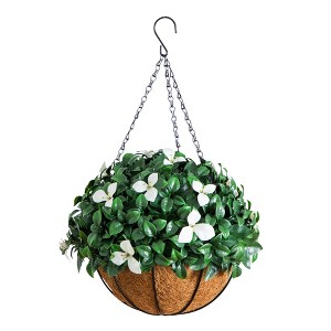 Nearly Natural 18-in UV Resistant Artificial Gardenia Hanging Basket (Indoor/Outdoor) - 1 of 1