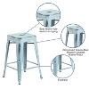 Emma and Oliver Commercial Grade 4 Pack 24" High Backless Distressed Metal Indoor-Outdoor Counter Height Stool - 3 of 4