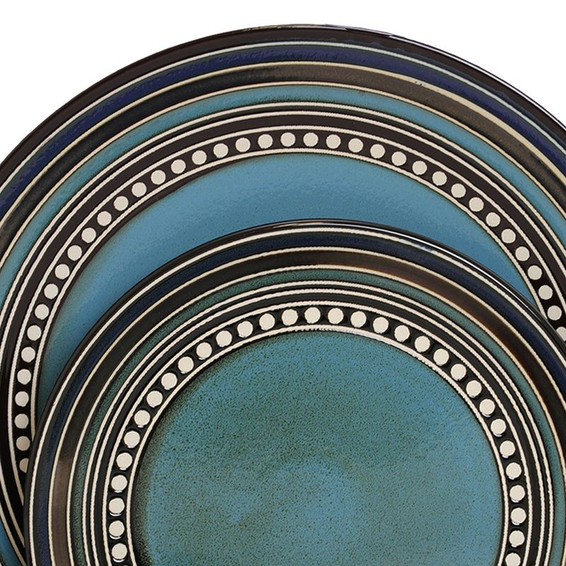 Gibson 16 Piece Double Bowl Dinnerware Set - Blue, 5 of 7