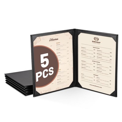 WeChef 5 Pack Menu Covers 8.5 x 11" 2 Views Faux Leather Cafe Restaurant Bars
