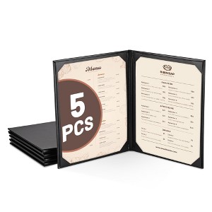 WeChef 5 Pack Menu Covers 8.5 x 11" 2 Views Faux Leather Cafe Restaurant Bars - 1 of 4