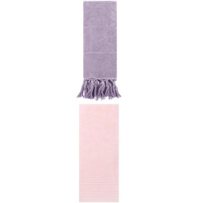 REGALWOVEN 2 Packs Striped and Tassels Hand Towels for Bathroom 14" x 30"
